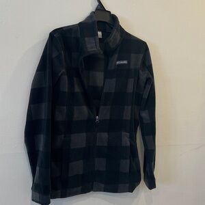 Columbia Men's Black and Gray Plaid Jacket